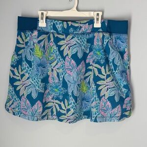 Lilly Pulitzer Luxleta Skort Blue and Pink Floral Print Size Large